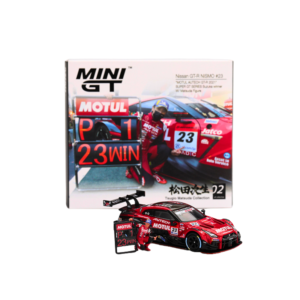 1:64 NISSAN GT-R NISMO #23 MOTUL AUTECH GT-R 2021 SUPER GT SERIES SUZUKA WINNER WITH FIGURE MINI GT